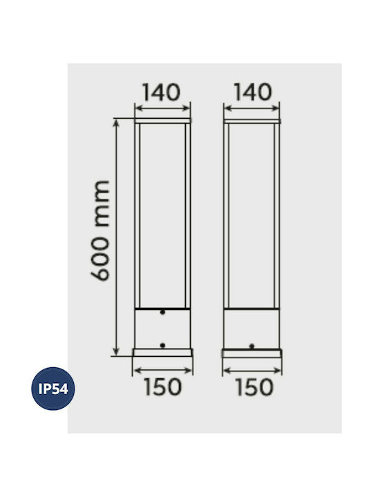 Trio Lighting Outdoor Floor Lamp Small Post LED 15W with Warm White Light IP54 Gray