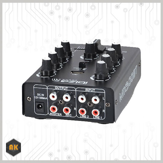Ibiza Sound MIX500BT MIX500BT Analog Mixer 2 Channels & Bluetooth