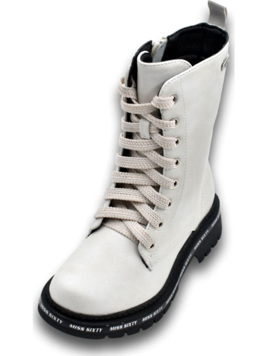 Anatomical Leather Kids Boots with Zipper White