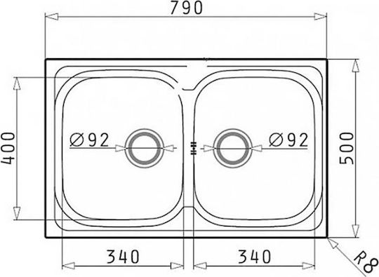 Maidtec Coventry 2B Ένθετος Inox Σατινέ Μ79xΠ50cm Ασημί
