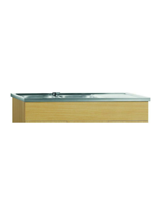 Gloria Rent Room Επικαθήμενος Νεροχύτης Inox Σατινέ Μ120xΠ50cm Ασημί