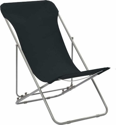 vidaXL Lounger-Armchair Beach with Recline 3 Slots Black Waterproof Set of 2pcs