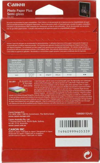 Canon SG-201 Photo Paper Plus A6 (10x15) 260gr/m² for Printers Inkjet 50 Sheets