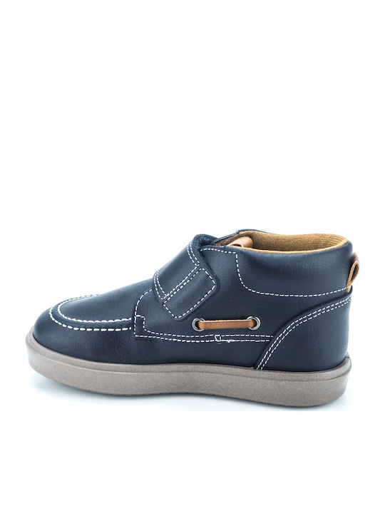 Lederne Kinderstiefeletten mit Klettverschluss Marineblau