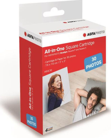 AgfaPhoto Cartridge & Paper Φωτογραφικό Χαρτί 54x86 για Εκτυπωτές Inkjet 30 Φύλλα