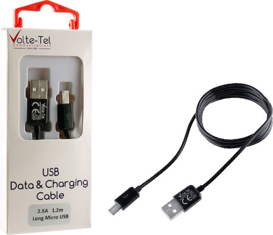 Volte-Tel Devices L Regulär USB 2.0 auf Micro-USB-Kabel Schwarz 1.2m (8176678) 1Stück