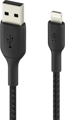 Belkin Coated Mfi Cert USB-A zu Lightning Kabel 12W Schwarz 2m (CAA002BT2MBK)