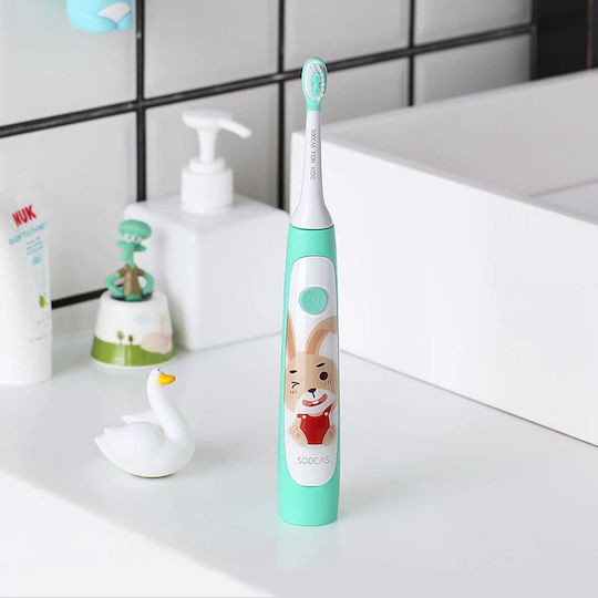 Xiaomi Soocas Periuță Electrică De Dinți Pentru Copii Cu Cronometru Pentru 4+ Ani Verde Cu Husă De Călătorie