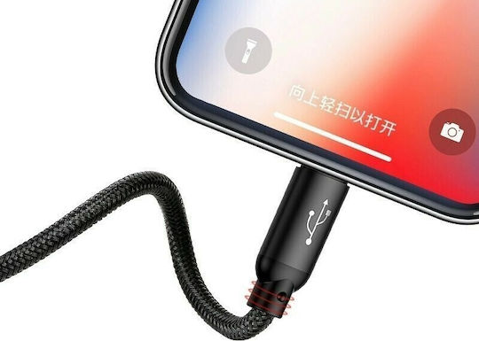 Baseus Three Primary Colors 3-in-1 Braided USB to Lightning / micro USB / Type-C Cable 3.5A Μαύρο 0.3m (CAMLT-ASY01)