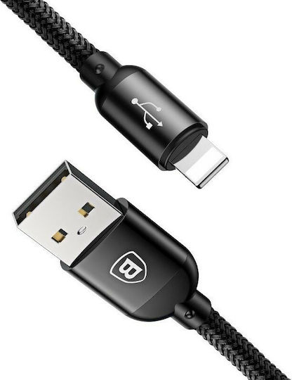 Baseus Three Primary Colors 3-in-1 Braided USB to Lightning / micro USB / Type-C Cable 3.5A Μαύρο 0.3m (CAMLT-ASY01)