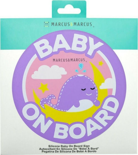 Marcus & Marcus Baby on Board Sign with Sticker Little Whale Pink
