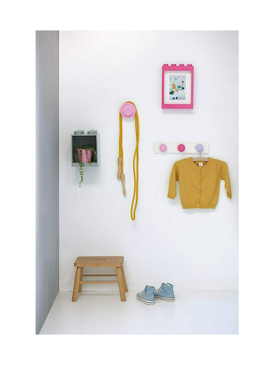 LEGO Plastic Kids Wall Hanger with Hooks Wall Hanger Rack Pink-Dark Pink-Lilac 33.4x6.5x4.5cm