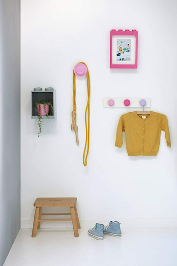 LEGO Wall Hanger Rack Cuiere pentru Copii Multi Hook Plastic Pink-Dark Pink-Lilac 33.4x6.5x4.5εκ. 1buc