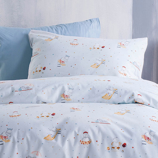 Rythmos Symbol Hippo Kids Cotton Pillowcase Set 50x70cm Blue 203-101-1859