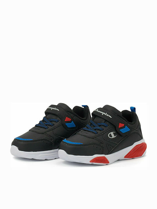 Low Cut Wave Kids Sneakers with Scratch & Lights Black