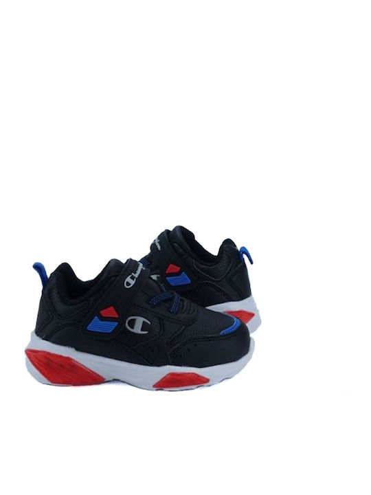 Low Cut Wave Kids Sneakers with Scratch & Lights Black