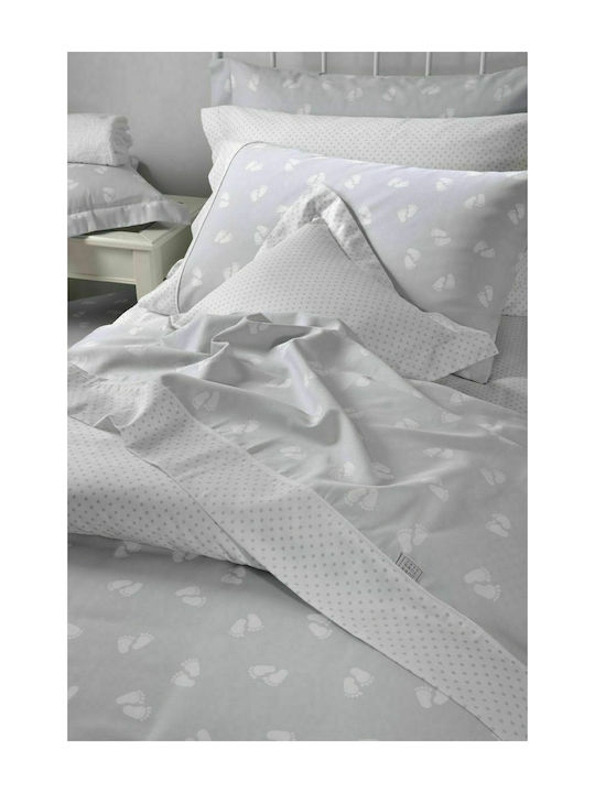Down Town Home 689 Βρεφικό Κουβερλί Βαμβακερό Γκρι 95x145cm