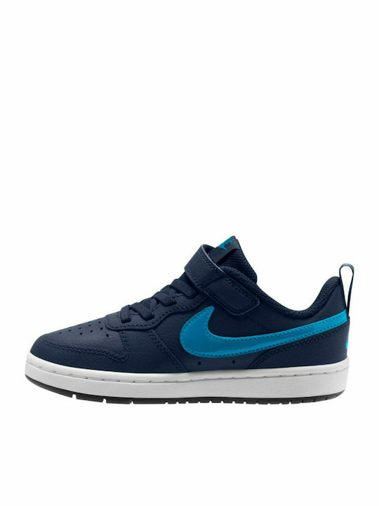 Court Court Borough Kids Sports Shoes Basketball with Hoop & Loop Closure Midnight Navy / Imperial Blue