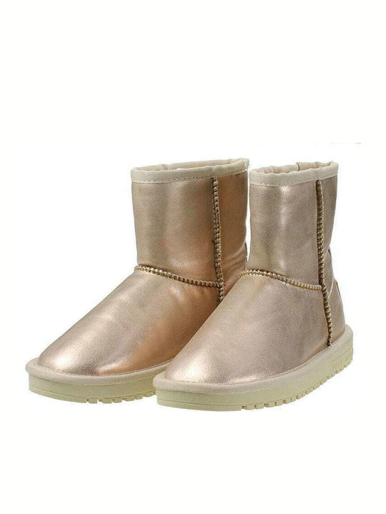 Style Lederne Kinder-Schneestiefel Gold