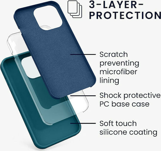 KWmobile Rubberized Umschlag Rückseite Silikon Petrol Matte (iPhone 13 Pro)