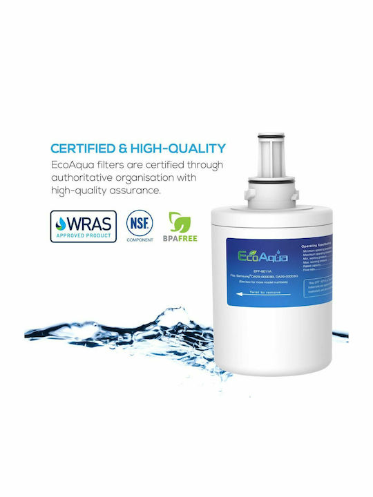 EcoAqua EFF-6011A Compact Activated Carbon Internal Replacement Water Filter for Samsung Refrigerator