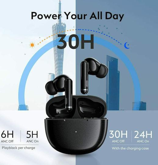 QCY HT03 In-ear Bluetooth Handsfree Ακουστικά με Θήκη Φόρτισης Μαύρα