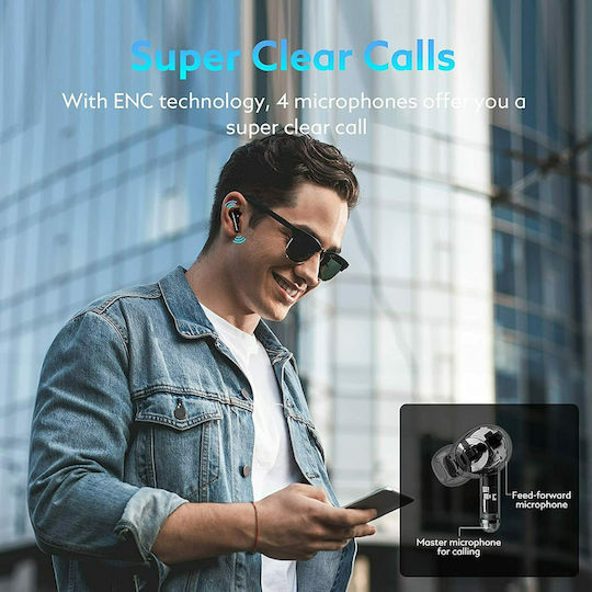 QCY HT03 In-ear Bluetooth Handsfree Ακουστικά με Θήκη Φόρτισης Μαύρα