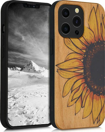 KWmobile Wood Sunflower Back Cover Wooden Yellow / Dark Brown / Light Brown (iPhone 13 Pro) 55967.03