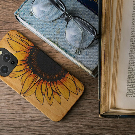 KWmobile Wood Sunflower Back Cover Ξύλινο Yellow / Dark Brown / Light Brown (iPhone 13 Pro)