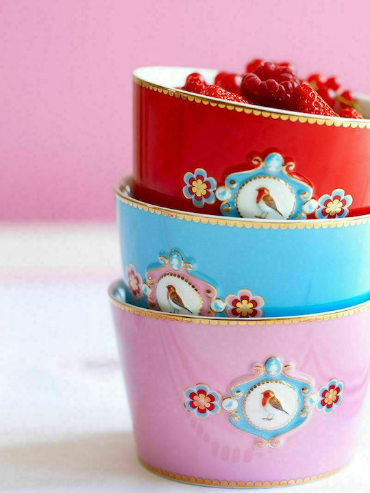 PiP Studio Love Birds Porcelain Salad Bowl Red 15x15cm