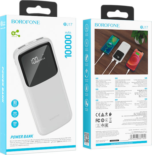 Borofone BJ17 Power Bank 10000mAh with 2 USB-A Ports White