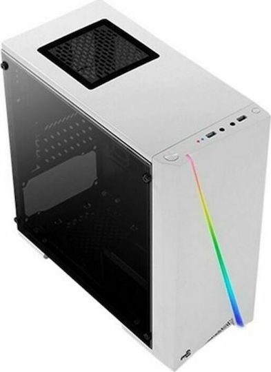 Aerocool Cylon Mini Gaming Mini Tower Κουτί Υπολογιστή με Πλαϊνό Παράθυρο και RGB Φωτισμό Λευκό