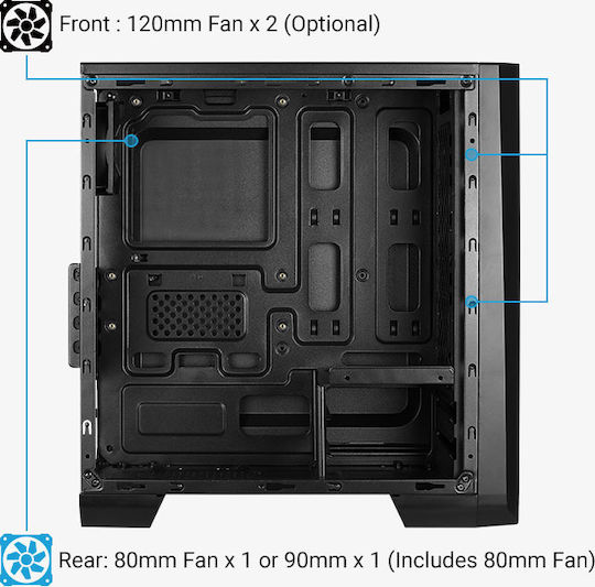 Aerocool Cylon Mini Gaming Mini Tower Κουτί Υπολογιστή με Πλαϊνό Παράθυρο και RGB Φωτισμό Λευκό