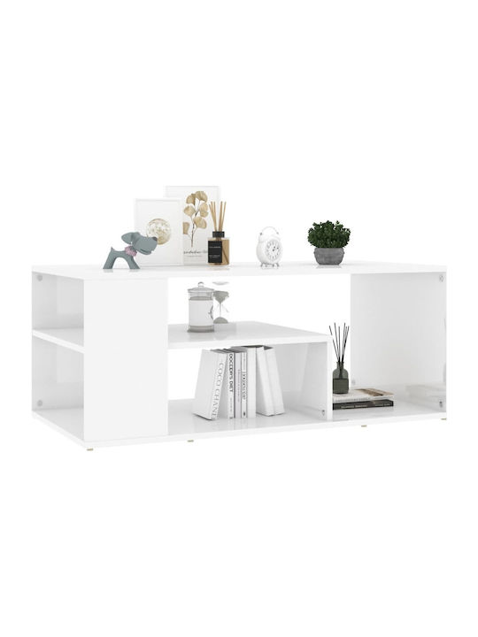 Rectangular Coffee Table Wooden Glossy White L100xW50xH40cm.