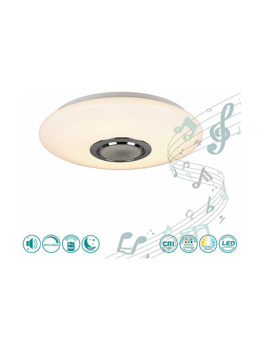 Trio Lighting Musica Κλασική Πλαστική Πλαφονιέρα Οροφής με Ενσωματωμένο LED σε Λευκό χρώμα 41cm