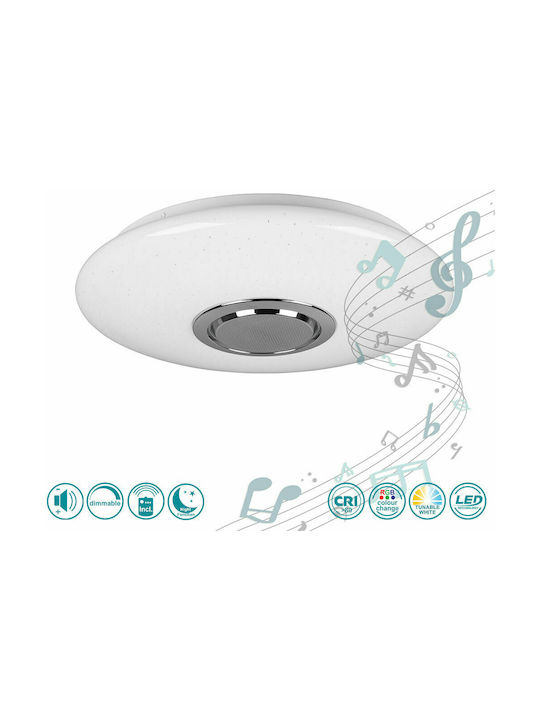 Trio Lighting Musica Smart Deckenleuchte 41cm Weiß mit Integrierter LED und Fernbedienung