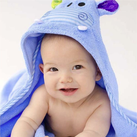 Zoocchini Baby-Badetuch mit Kapuzen Henry The Hippo Hellblau 77x77cm