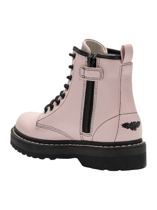 Doris Rosa Anatomisch Lederne Kinderstiefel mit Reißverschluss Rosa