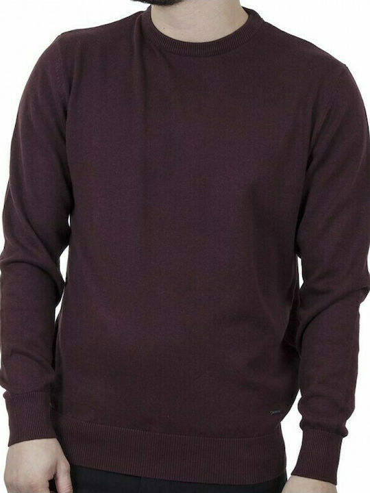 Double Men's Long Sleeve Sweater Burgundy