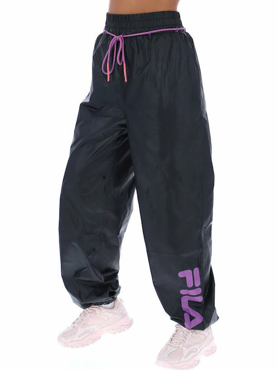 Abia Parachute Παντελόνι Φόρμας με Λάστιχο Black/Dewberry/Desert Rose