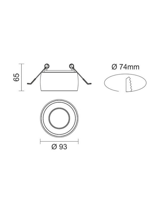 Spot Light Round Plaster Recessed Spot with Socket GU10 White