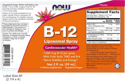 Now Foods B-12 Liposomal Spray Βιταμίνη για την Υγεία του Νευρικού Συστήματος 1000mcg 59ml