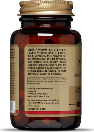Solgar No-Flush Niacin 500mg Ειδικό Συμπλήρωμα Διατροφής 50 φυτικές κάψουλες