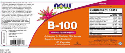 Now Foods B-100 Vitamin for Energy, Immune System Boost, Hair, Skin & Nails 100 caps