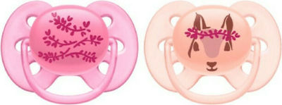 Philips Orthodontic Pacifiers Silicone Deer Pink - Orange with Case for 6-18 months 2pcs