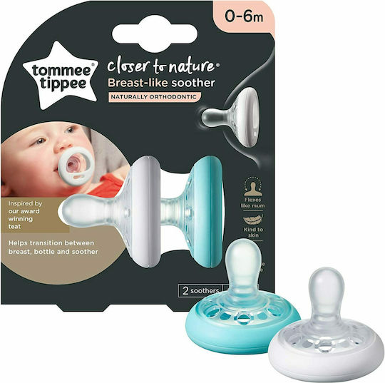 Tommee Tippee Suzete ortodontice Silicon Albastru deschis și alb pentru 0-6 luni 2buc