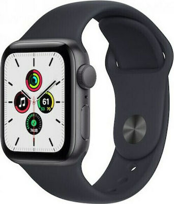 Apple Watch SE Aluminium 44mm Waterproof with Heart Rate Monitor (Space Grey with Midnight Sport Band)