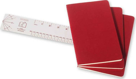 Moleskine Cahiers Large Σετ 3 Σημειωματάρια 16 Φύλλων Ριγέ Κόκκινα