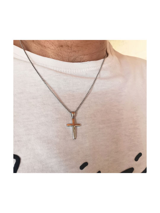 Men's silver cross 925 platinum plated