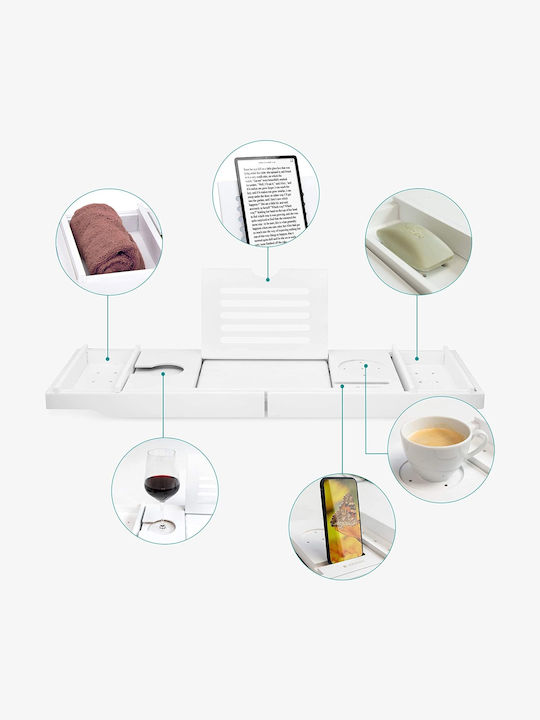 Navaris Rectangle Bed tray of Bamboo In White Colour 47685.03 1pcs